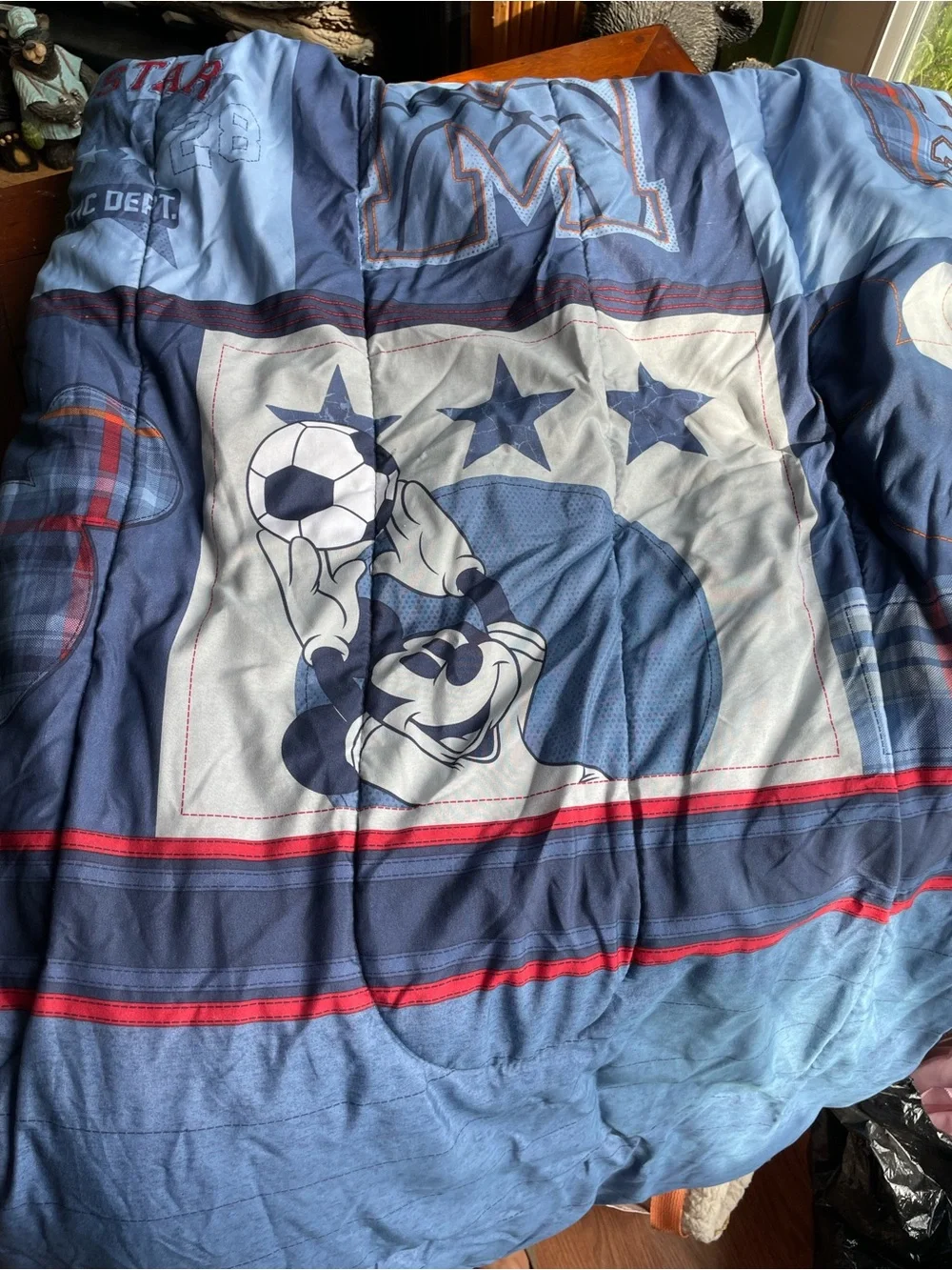 Disney Blue Mickey Soccer Comforter with Red Accents